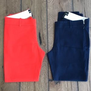 Jcrew Minnie Pant in red and navy 2 pair!